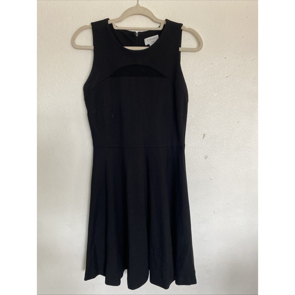 Carmen Marc Valvo Women's Black Sleeveless‎ A line Dress Size Small